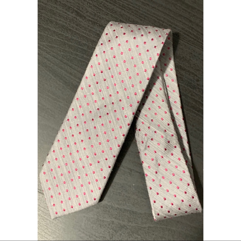 Gray Tie with Red Polka Dots